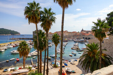 Fototapeta na wymiar Dubrovnik old sea port view, Croatia