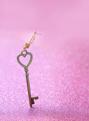 abstract shiny background with heart key. atmosphere romantic image. Valentine's day ,14 February concept. romantic symbol