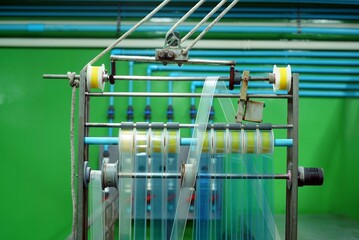 A lift up  a film racker  by a rope by a pull handle.