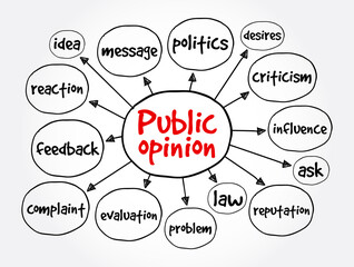 Public opinion mind map, concept for presentations and reports