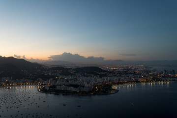Fototapeta na wymiar Rio de Janeiro from Sugarloaf Mountain at Twilight