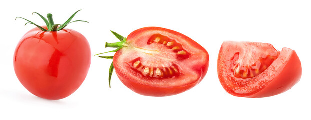 Tomato and slice isolated on white with clipping paths