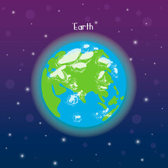 Vector illustration of the planet Earth on the background of space. Astronomical collection.