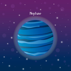 Vector illustration of the planet Neptune on the background of space. Astronomical collection. © Sania_Sun