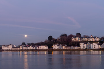 Naklejka na ściany i meble Bideford East the Water at night in North Devon, England, with moon.
