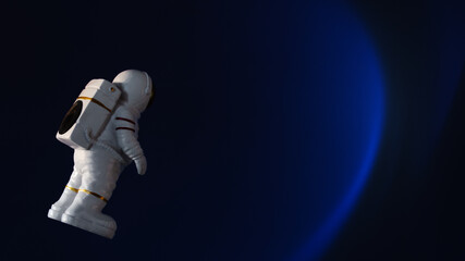 Astronaut in a space suit in outer space.