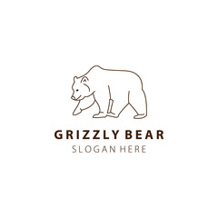 Obraz premium grizzly bear line art logo illustration vector template design