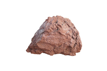 A big red arkosic sandstone rock isolated on white background. sandstone sedimentary rocks. Stone for outdoor garden decoration.