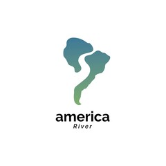 America river illustration logo design vector template