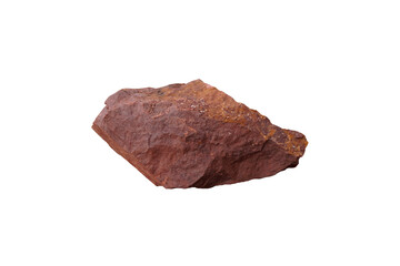 A piece raw specimen of red shale rock isolated on a white background.