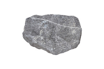 specimen of gray limestone rock isolated on a white background.