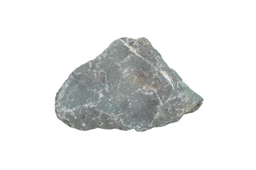 specimen of gray limestone rock isolated on a white background.