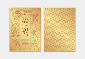 Chinese Lunar New Year Card Layout with Dragon People