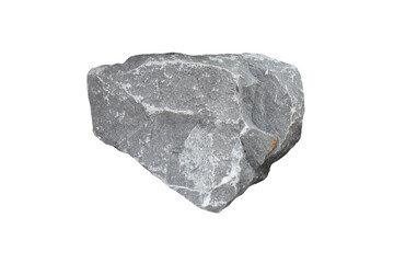 A piece raw specimen of gray limestone rock isolated on a white background.