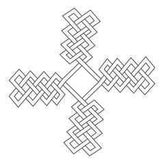 monochrome icon with Celtic knot art and ethnic ornaments