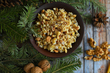 Traditional ukrainian food kutya. Traditional food for christmas eve in Belarus, Ukraine and Poland. Christmas porridge kutya.