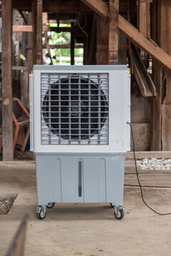 Evaporative Air Cooling Fan. Air Conditioning. Portable Air Cooler And Humidifier On Casters. Mobile Air Purifier. 