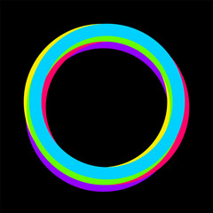 Neon circle on black background. Glow light effect. Neon color effect. Round shape. Light vector banner. Vector illustration eps10.
