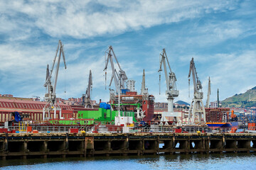 Obraz premium La Naval shipyards, Sestao, Ria de Bilbao, Biscay, Basque Countr