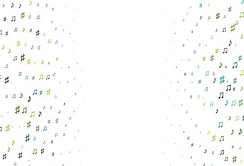 Light Green, Yellow vector template with musical symbols.