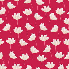 Seamless pattern with hand drawn flowers, florals,pumpkins, abstract elements. Repeating background for wrapping paper, fabric,textile, stationary products decoration.