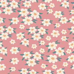 Seamless pattern with hand drawn flowers, florals,pumpkins, abstract elements. Repeating background for wrapping paper, fabric,textile, stationary products decoration.