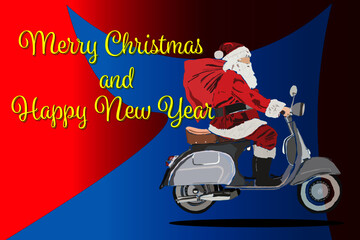 Christmas background with festive decoration and text - Merry Christmas and Happy New Year.