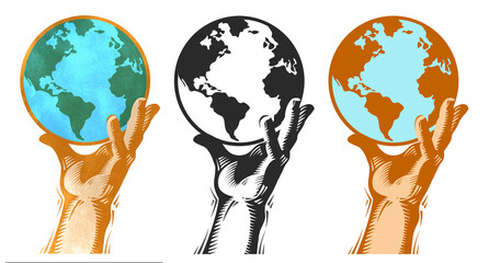 Hand Holding Earth Globe Illustrations - 400239725