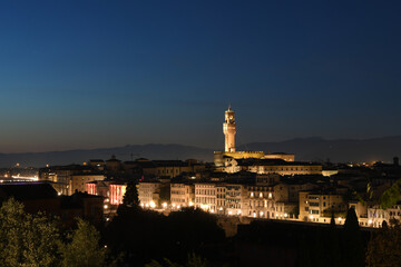 Fototapeta na wymiar Cityscape of Florence. The Palazzo Vecchio is the town hall of Florence, Italy.