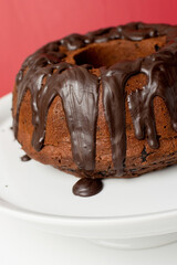 chocolate bundt cake on a plate