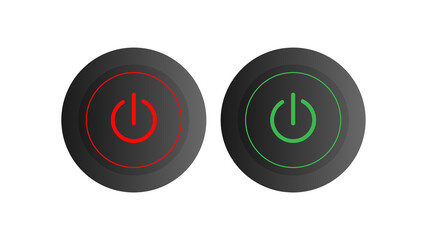 A set of round on and off buttons. Toggle buttons. Vector set of user interface including switches.