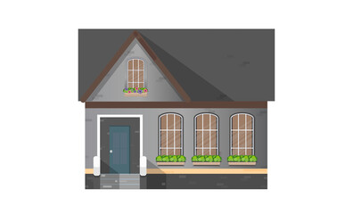 A beautiful house. Cozy rural house. Stock vector illustration.