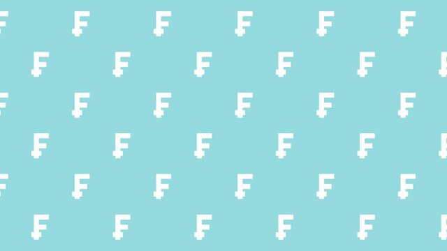 Swiss franc currency symbols seamless pattern on a pale blue background. Cartoon flat money icon animation