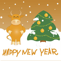 christmas card with bull