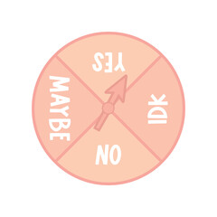 Yes, No, Maybe, I Don't know Wheel Selector, Decision Wheel, Undecided Chart, Vector Illustration Background