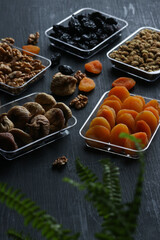 Dried fruits, apricots, mulberry, plums and walnut