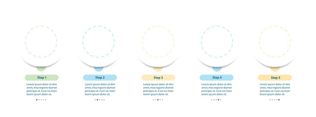 Educational vector infographic template. Simple modern presentation design elements with text space. Data visualization with 5 steps. Process timeline chart. Workflow layout with copyspace