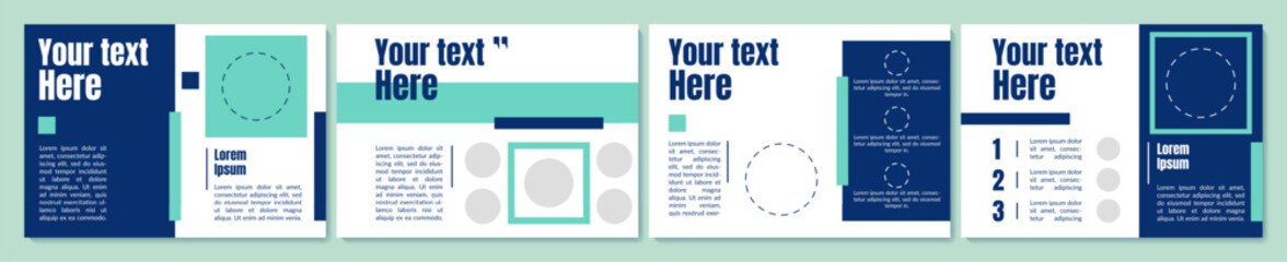 Navy corporate presentation template. Brochure in minimal style. Flyer, booklet, leaflet print, cover design with text space. Vector layouts for magazine, annual reports, advertising posters