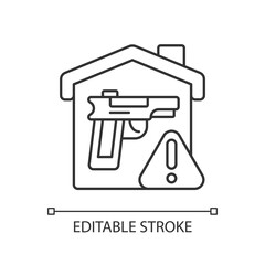 Weapons storage linear icon. Home defense. Safe gun storage. Defensive capabilities. Thin line customizable illustration. Contour symbol. Vector isolated outline drawing. Editable stroke