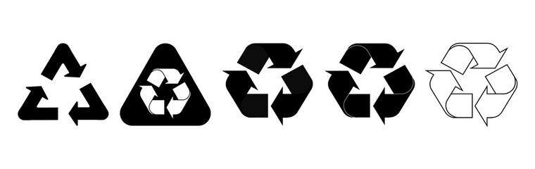 Set of black recycle icon sign. Green arrow icon symbol.Recyclable vector.