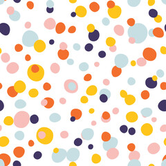 Seamless abstract pattern of colored dots. Bright, colorful confetti.