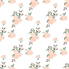  Ditsy elegant flowers on white background. Template for fashion prints.