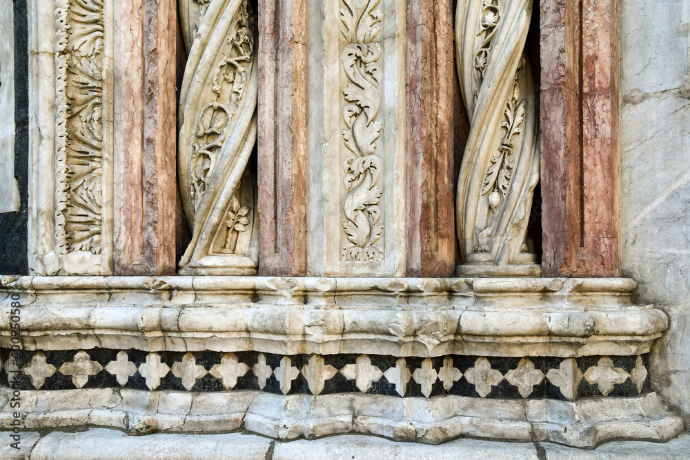 Wall mural architectural details of the façade of the baptistery of st john, built between 1316 and 1325 by cam