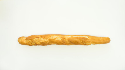 Fresh and crispy French baguettes on a white plate. Isolate