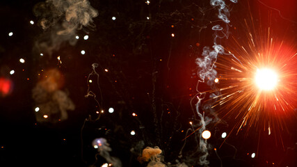 Fireworks background with blurred lights on black background © Lukas Gojda