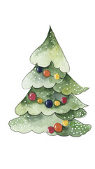 Christmas tree. Watercolor art. WATERCOLOR illustration. Isolated.