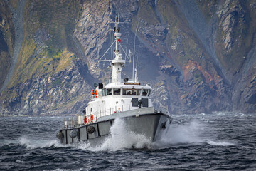 Antarctica - December 05, 2016. Chilean coast guard ship. Near Cape Horn.