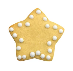 Photo sur Plexiglas Doux monstres Biscuits en forme d& 39 étoile. Biscuits de Noël faits maison isolés sur fond blanc