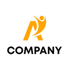 Letter A Human Logo Design 