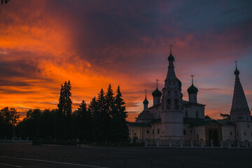 Dawn in the city in Russia